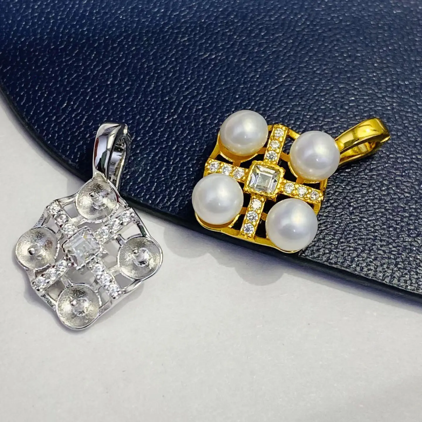 

Wholesale S925 Sterling Silver Pendant Mount Base Mountings Findings Parts Fittings Accessories for 4-5mm Pearls 5pcs/lot