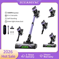 Cordless Vacuum Cleaner for Home, 55KPa Powerful Suction Rechargeable Stick Vacuum, Up to 45 Minutes Runtime, Self-Standing Design, 1.5L Dust Cup and 3 Cleaning Modes for Pet Hair and Carpet