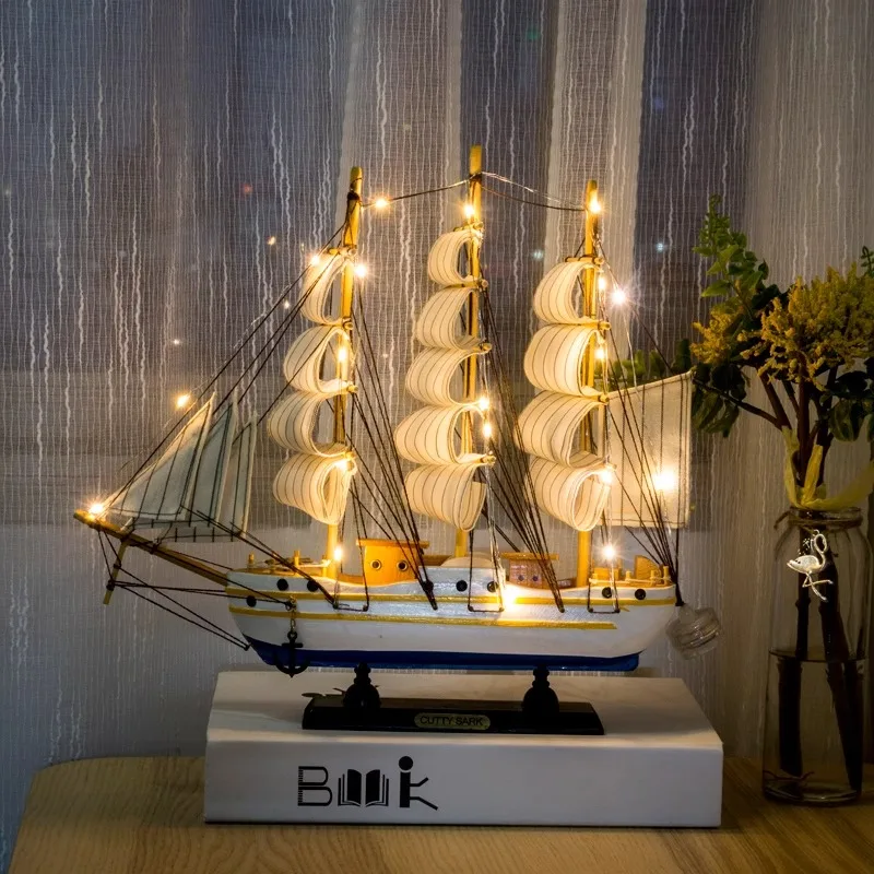 Nordic Home Decoration Creative Pirate Wood ship Craft Sailboat Home Ornament Wine Cabinet Living Room Decoration Birthday Gift