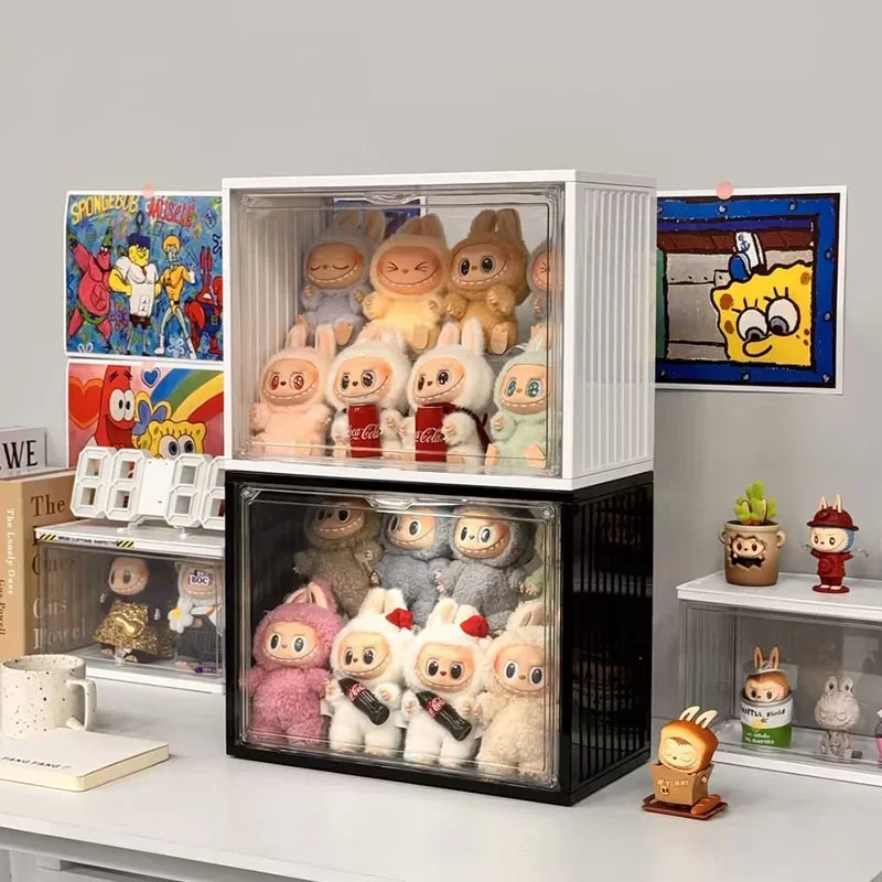 Dolls Container Display Box for LABUBU Acrylic Plastic Storage Rack Dust-proof Blind Box Figurine Cabinet FOR POP MART