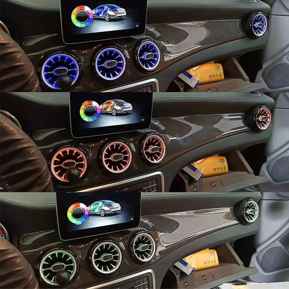LED Air Condition Vent Outlet Turbine Atmosphere Lamp Ambient Light Car Accessories For Mercedes Benz CLA Class