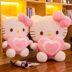 SANRIO-Peluche Hello Kitty, 60cm, chat, cœur, kawaii, animal, super mignon, chaton rose, oreiller, cadeaux pour enfants