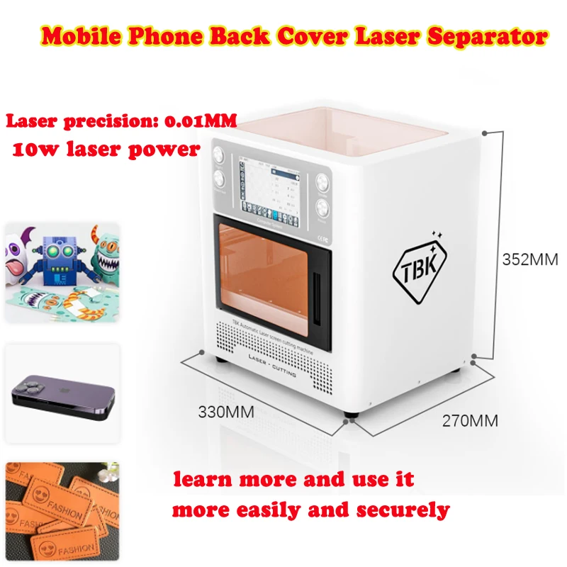 

TBK 958L Phone Back Cover Laser Separator for IPhone 8 To 13 14 Pro-max 15 Rear Glass Screen Removing Marking Engraving Machine