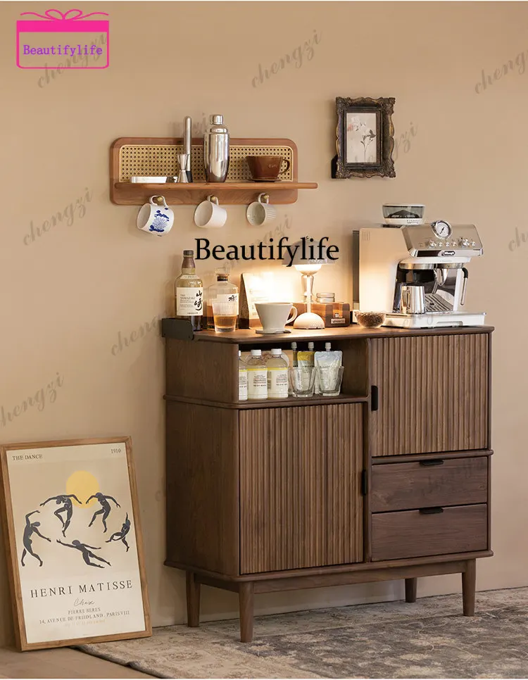 a55 Small apartment dining room wall cabinet locker multi-functional solid wood dining side cabinet living room home
