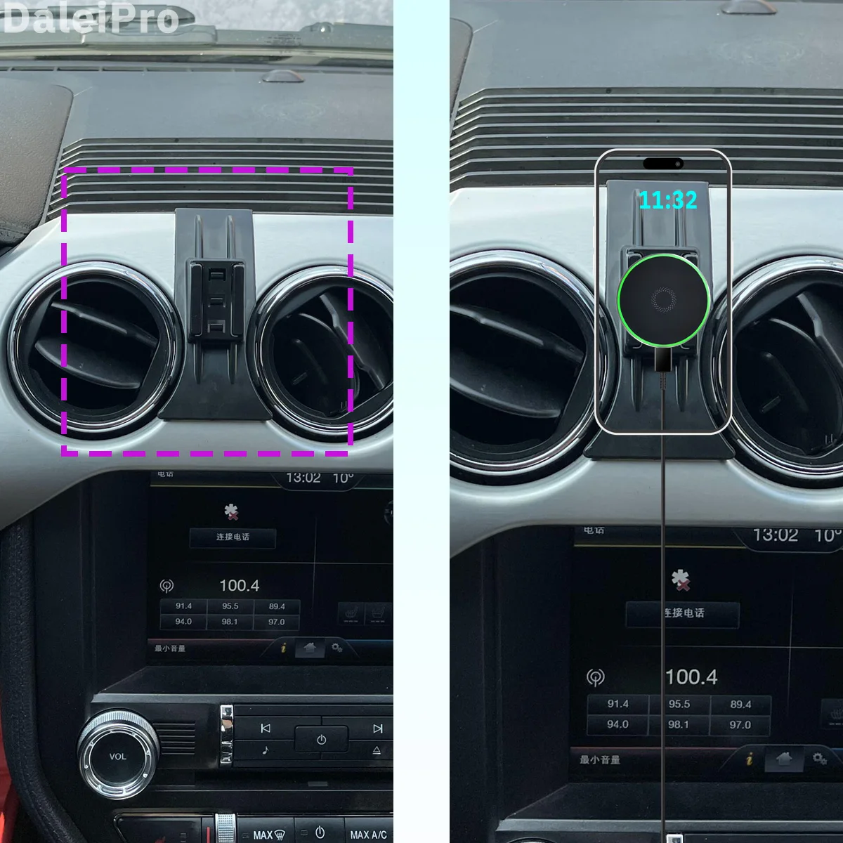 For Ford Mustang 2015-2018 2019 2020 2021 Phone Holder Car Magnetic Mount Smart Sensing Wireless Charging One-Touch Release Qi