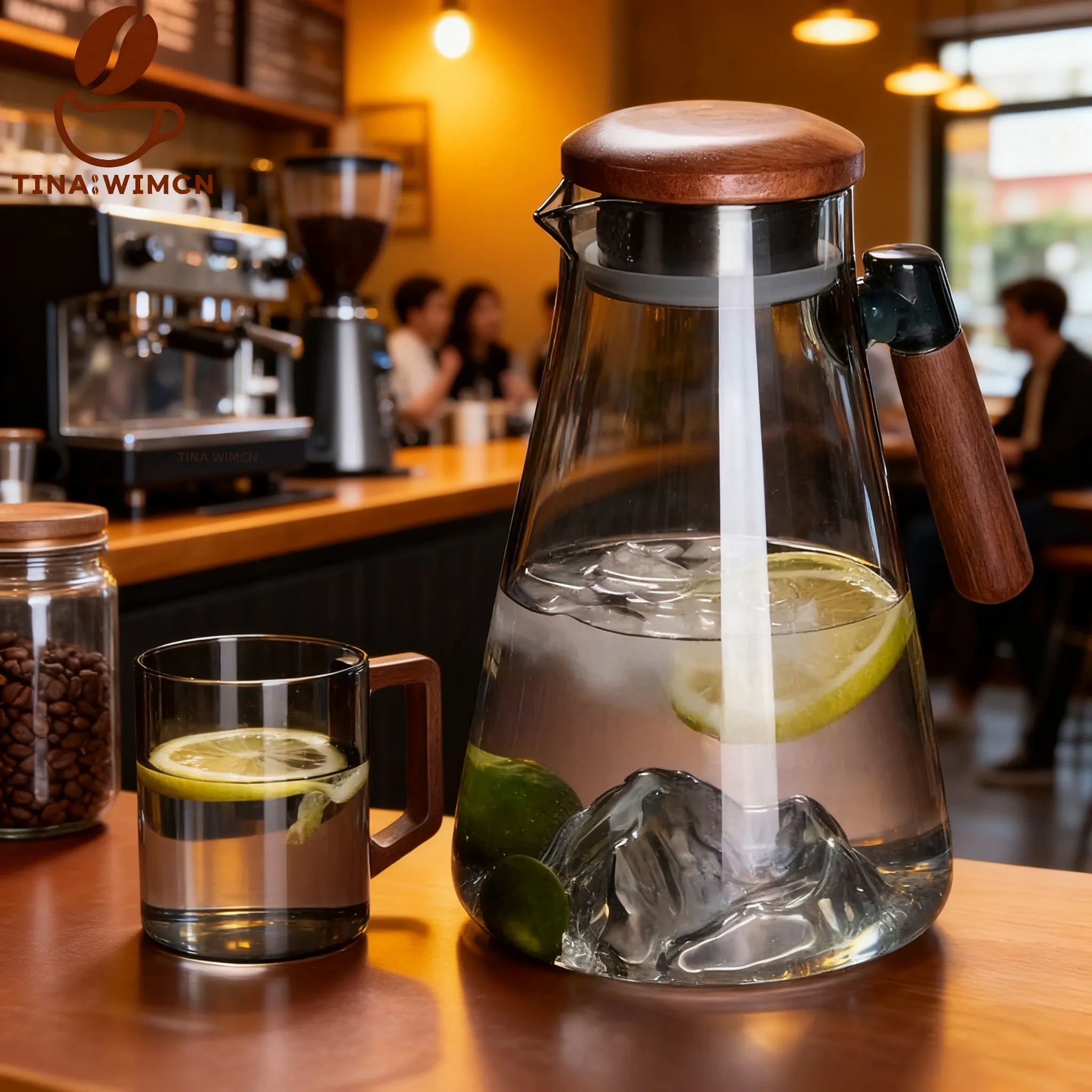 Горное стекло с деревянной ручкой, сервировки для кофе, бытовые однослойные чашки для чая с молоком и соком большой емкости для листового чая