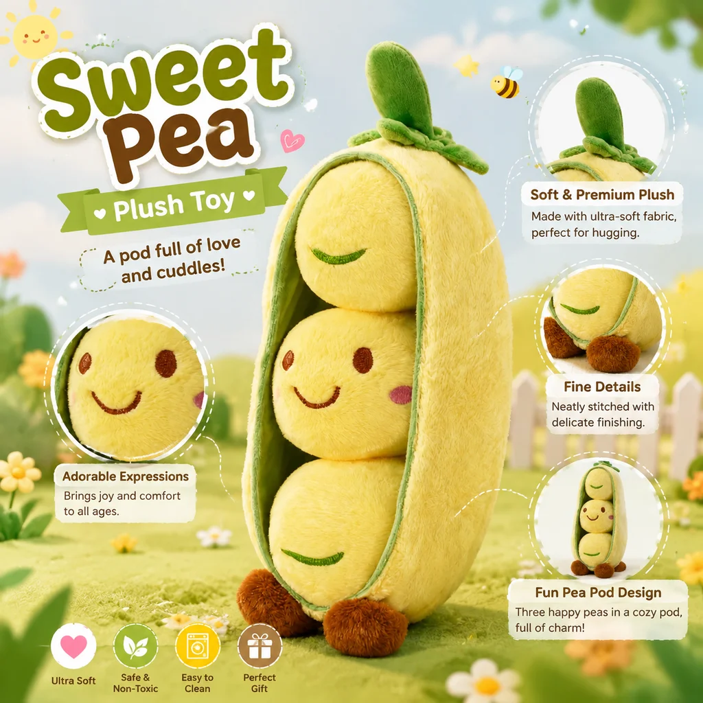 Funny Creative Expression Pea Plush Toy Dutch Bean Stuffed Doll Soft Birthday Gift Home Decor Sofa Cushion Wholesale Plush Toy