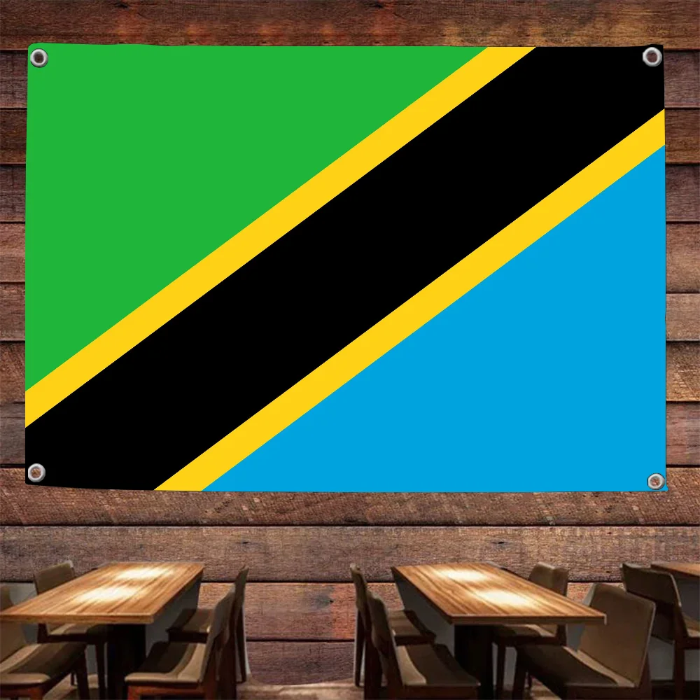 1 قطعة أعلام علم تنزانيا واللافتات أربعة حفرة العلم البوليستر ديكور خارجي غرفة جمالية