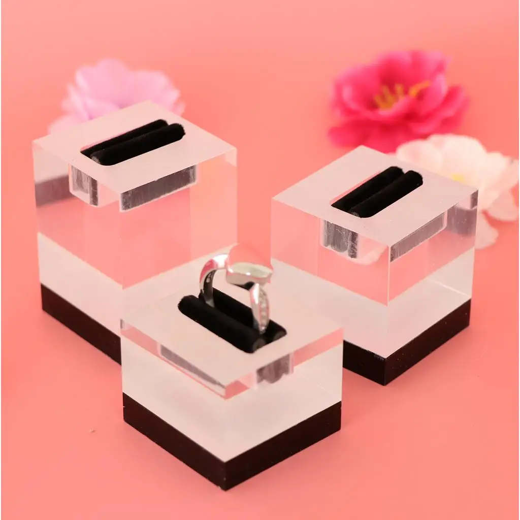 3pcs/set Acrylic Ring Display Stand Holder Jewelry Rack Showcase Organizer Multi Function Ring Display Blocks Jewelry Packaging