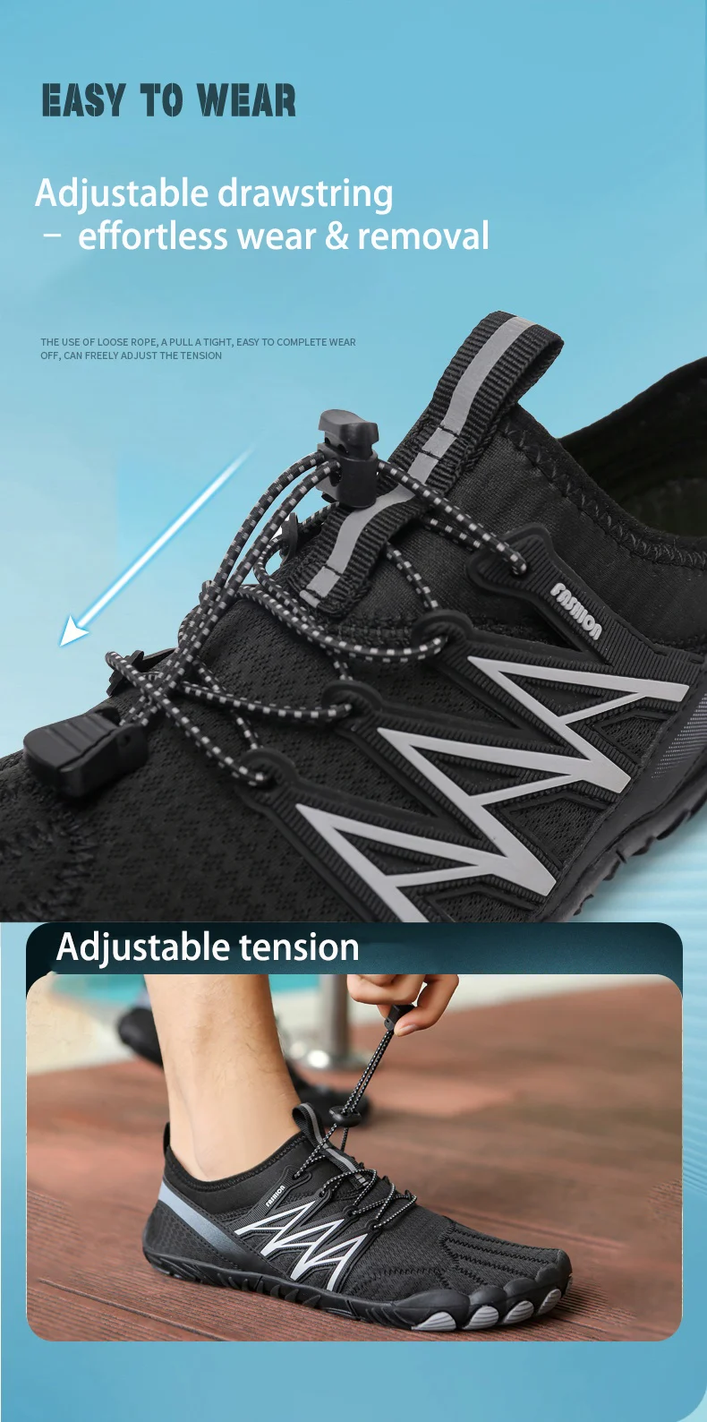 EOCENE Schnelltrocknende Schwimm-, Strand-, Wading-, Fitness-, Kajak-, Fahrrad-, Angel-, Sport-, Aqua-, Outdoor-Wasserschuhe, Freizeit-, Gym- und Surfschuhe – Detail 9