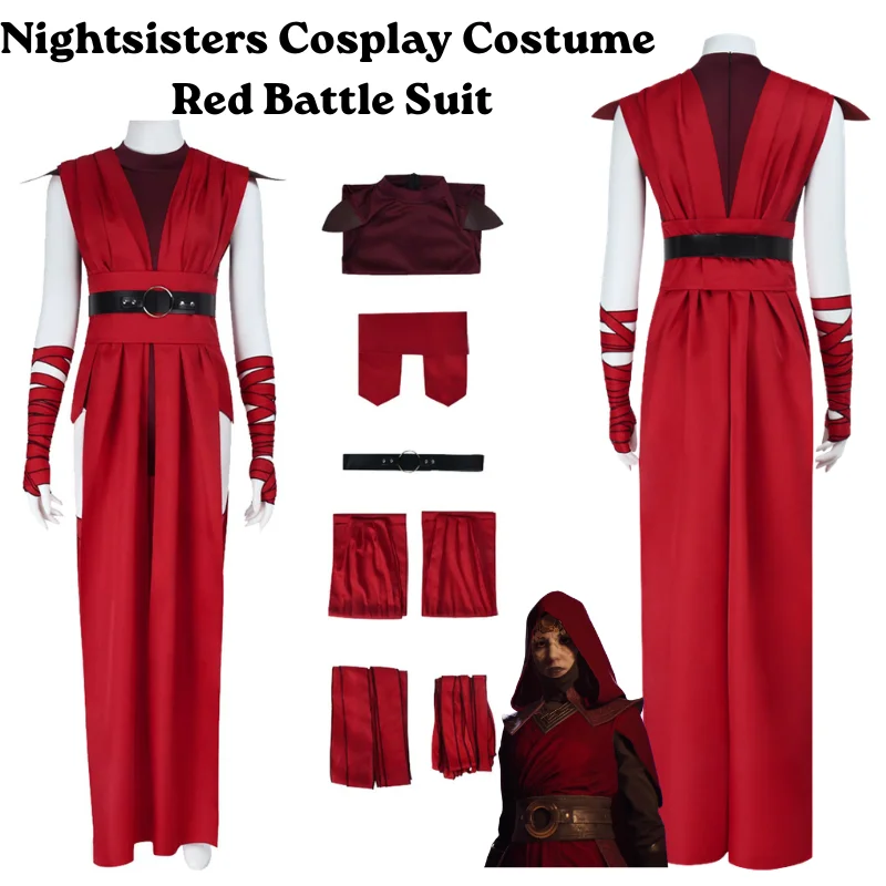 

Anime Roleplay Nightsisters Red Jumpsuit Set Cosplay Costume Halloween Carnival party Dress Up