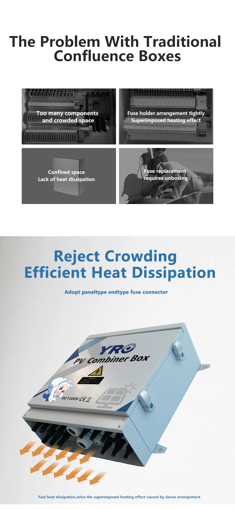 Cold Rolled 6 in 1 Out Metal Junction Box Newest IP65 Waterproof DC 1500V Iron Combiner Box with Customized  Kombinationskasten
