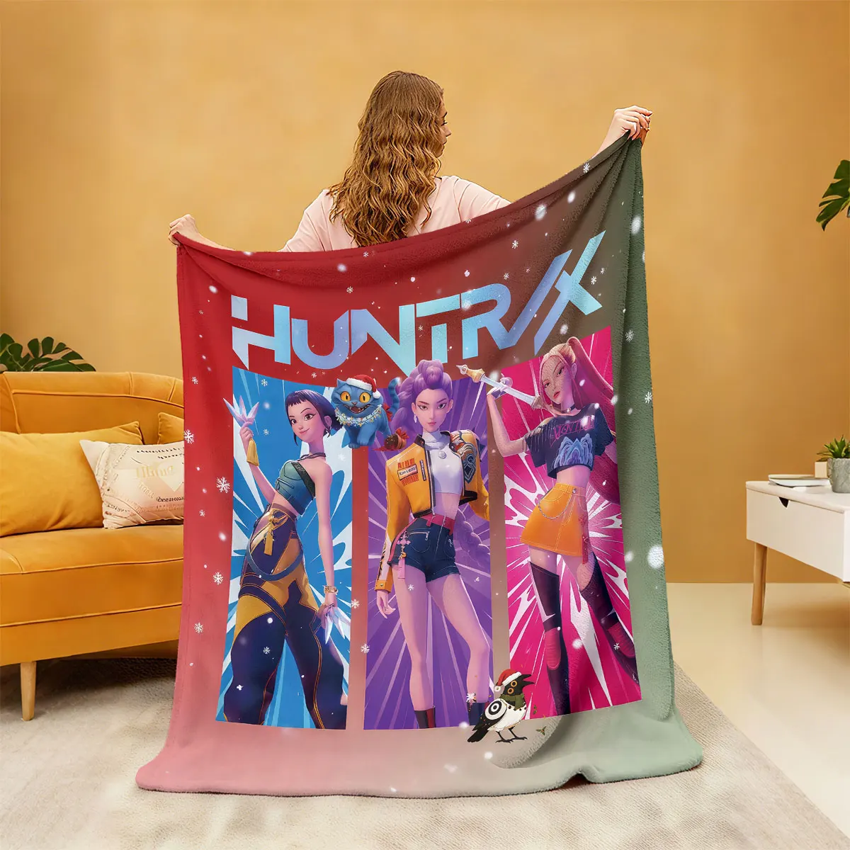 قطعة واحدة من بطانية K-Pop Demon Hunters المطبوعة من الفلانيل لأريكة غرفة المعيشة بأحجام متعددة وبطانية ناعمة ومريحة، قابلة للغسل في الغسالة #5