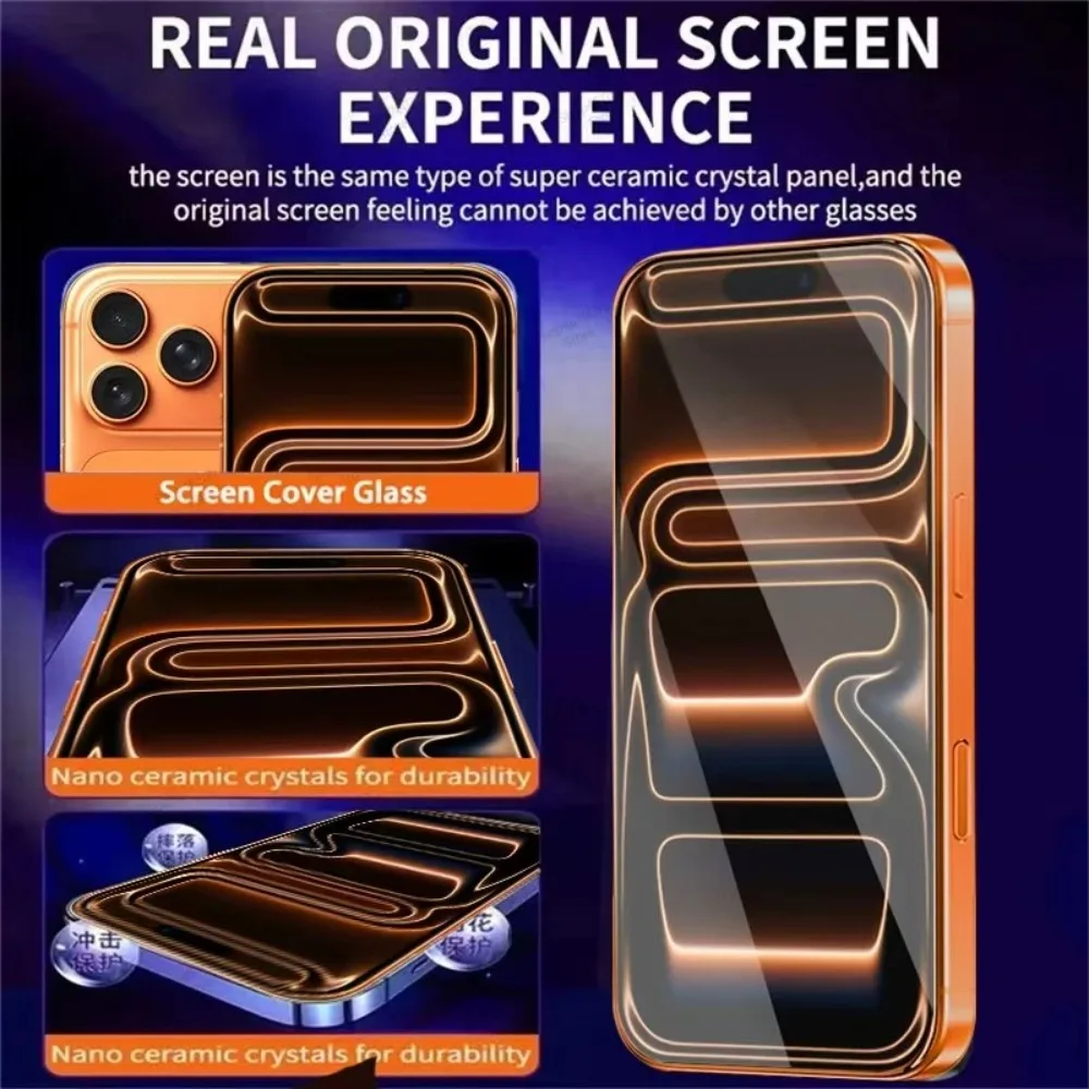 2 unidades HD protetor de tela cheia para iPhone 17 16 15 14 Pro Max Air 16 15 Plus 13 12 11 Pro 13 12 Mini vidro de instalação de um clique