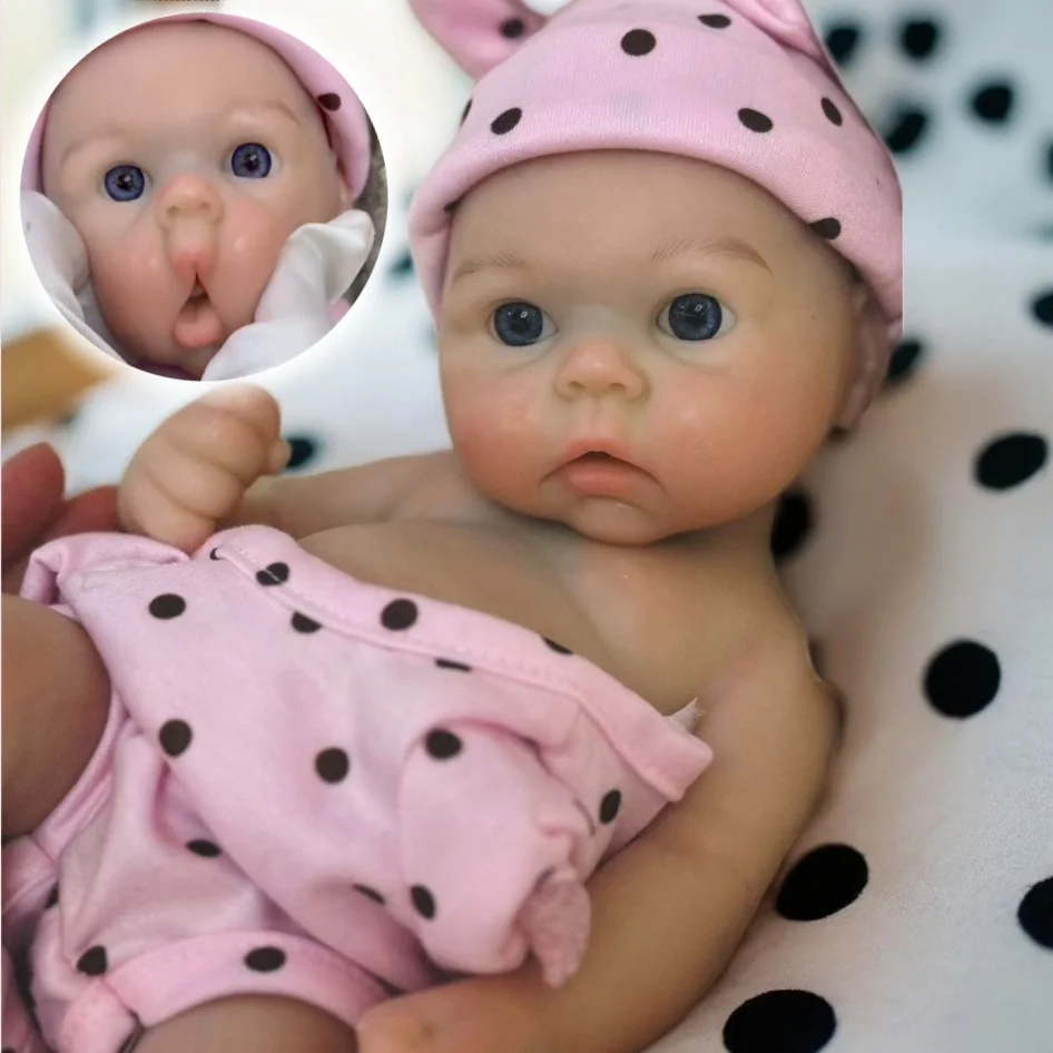 

13 Inch Open Eyes bebe reborn de silicona Girl Doll With Open Mouth & Washable Body Soft Touch Newborn Silicone Doll
