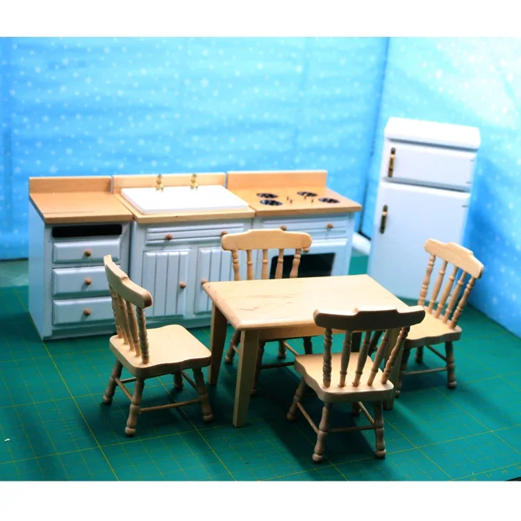 1:12 New Diy Miniature Dollhouse Furniture Doll Mini Soft Mini Table Chair Model Mini Kitchen Decoration Accessories