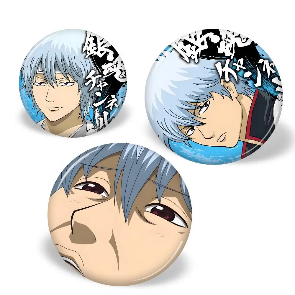 GINTAMA Funny Comedy Anime 58mm Cute Series Pins Funny Badge Interesting Cartoon Animals Brooches Backpack Clothes Gift