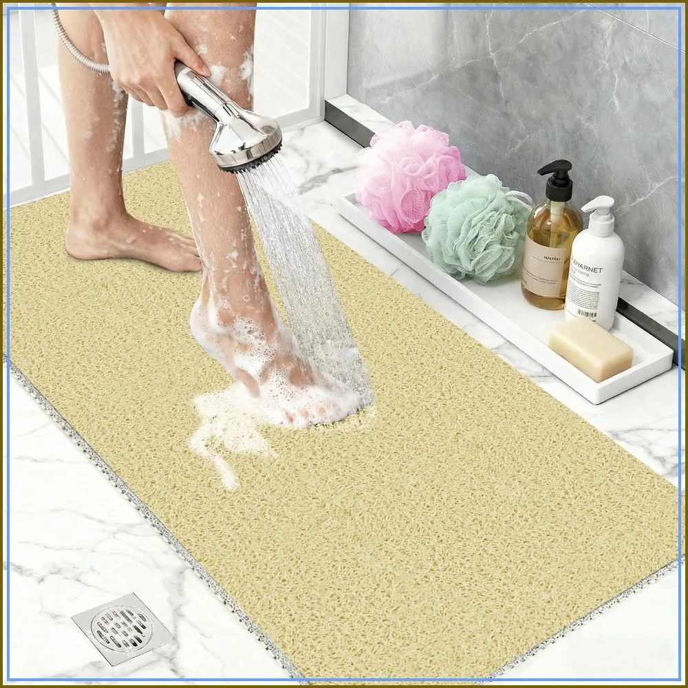 

Extra Large Shower Mat 32"x24", Fast Drying Foot Scrubber, Non Slip Bath Mat for Inside Shower, PVC Loofah Bathroom Mats for Wet Areas