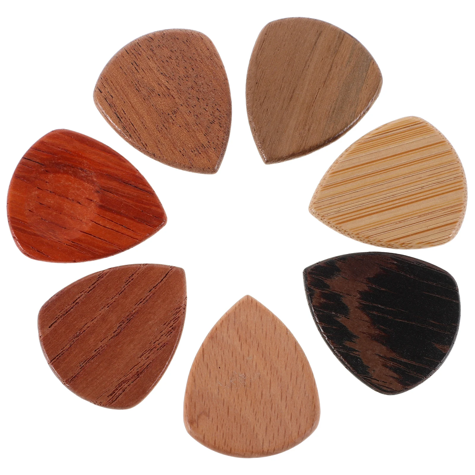 

7pcs Picks Acoustic Guitar Walnut Sapele Beech Bamboo Set Musical Instrument Supplies Wooden Plectrums Durability