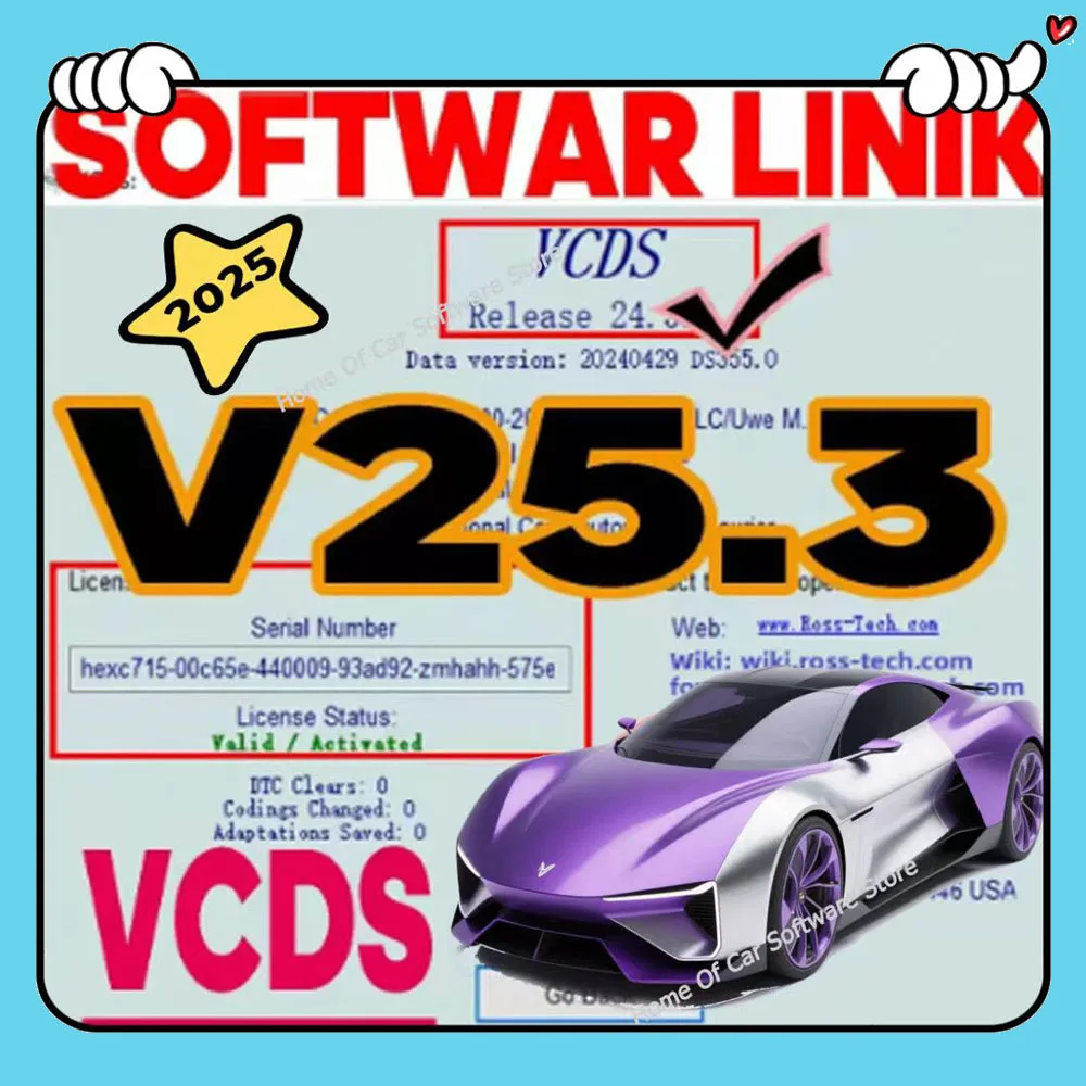 

VCDS 2025 VAG COM OBD2 Scanner VAG HEX V2 USB Interface for VW Audi Skoda Seat - Software Update Multilingual Support Unlimited