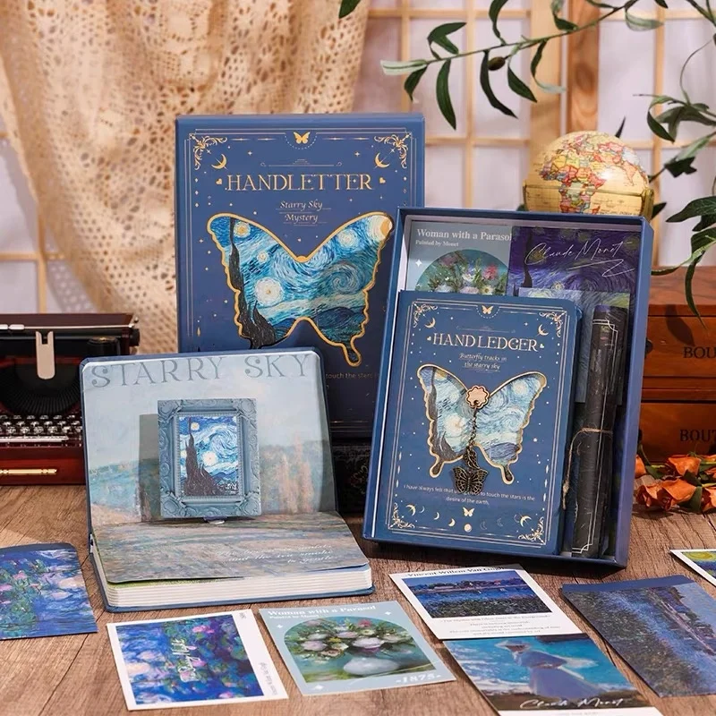 

Подарочная коробка с полой ручкой и бабочкой, набор для красоты, блокнот для рисования маслом, блокнот для студентов, подарки на день рождения и Рождество для девочек