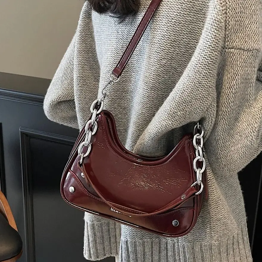 

Fashion Trend Women Small Shoulder Bag Vintage Handbag Half Moon Underarm Bag PU Leather Hobo Bag Female Cross Body Bag