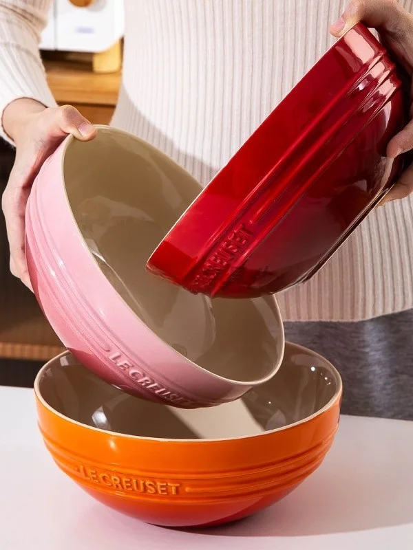 

Le Creuset Большая 85-дюймовая чаша Cerc Прохладный цвет Глубокая чаша Салатница для домашнего использования Суперразмерная обеденная посуда Китайский сле