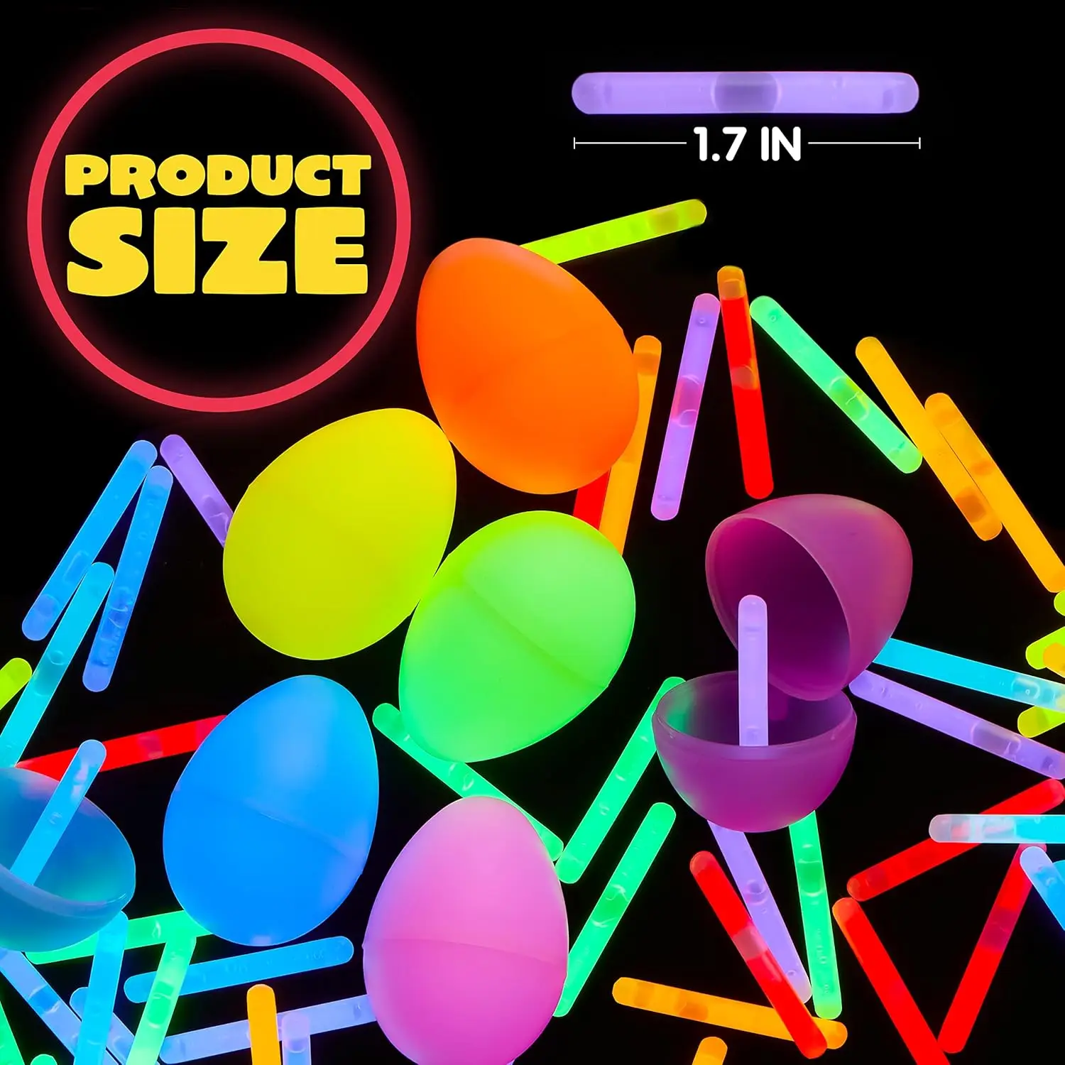 100-250Pcs Mini Glow Sticks 6 Colors Easter Basket Stuffers for Glow in the Dark Party Supplies Kids New Years Eve Party 1.7inch