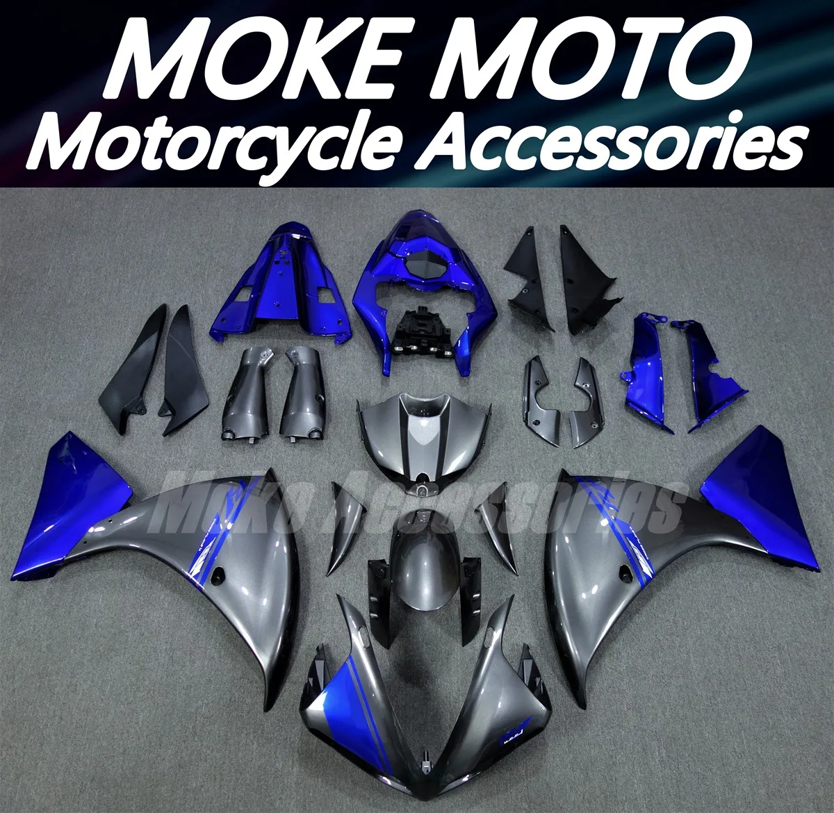 

Комплект обтекателей для мотоцикла Moke moto, подходит для Yzf R1 2009 2010 2011, комплект кузовных работ, высокое качество, ABS, новый, серебристо-серый, синий