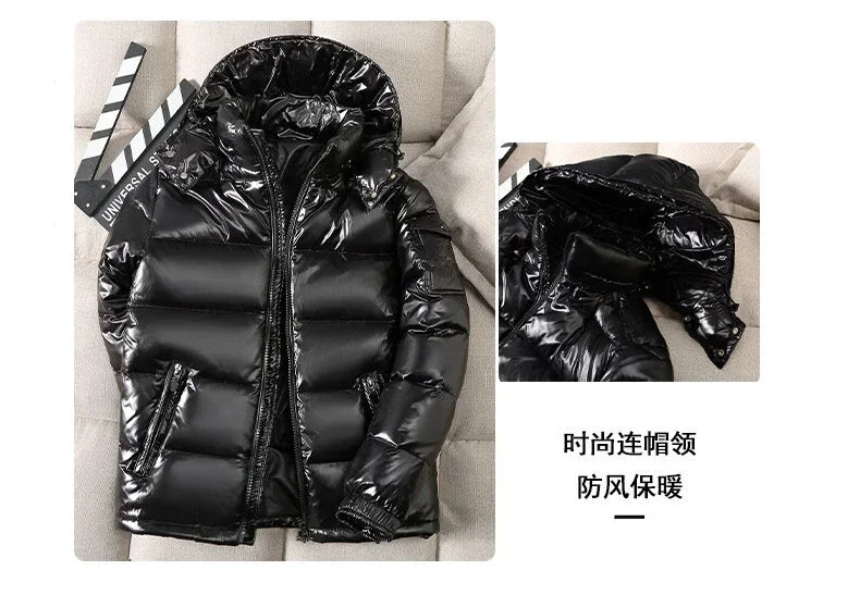 Men Windproof Down Jacket Down Jackets High Quality Coat Fashion Winter Warm Thick Brand Fashion Thickened Parkas Glossy Coats