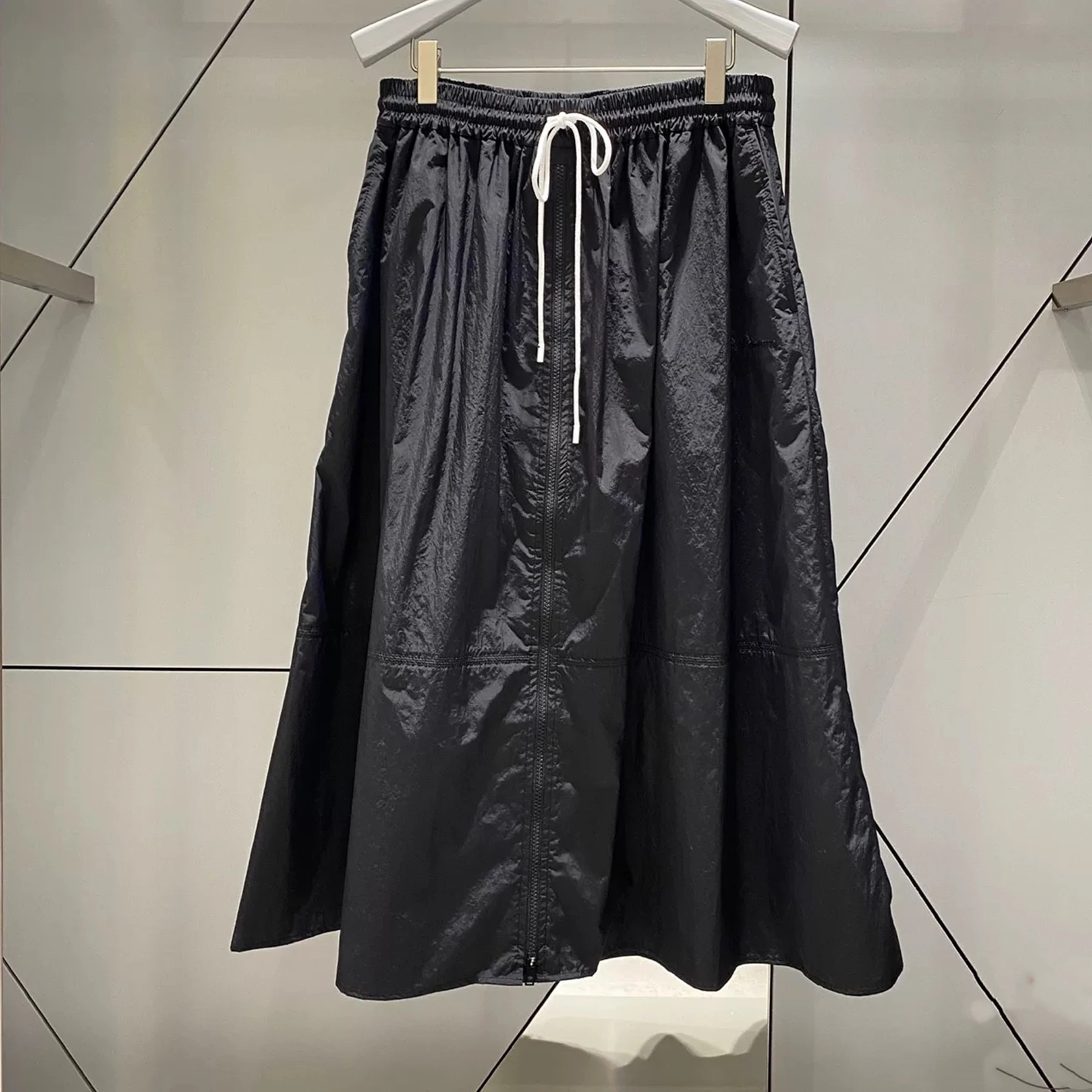 

LY Юбка-миди с высокой талией, простая модная эластичная поясная юбка, свободная повседневная юбка-зонтик, женская весенне-летняя юбка трапециевидной формы