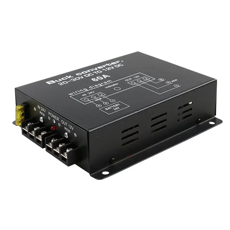 AS95 Car Power Supply Converter 24V to 12V 60A Buck Inverter with Temperature Control for Golf Cart Truck Bus
