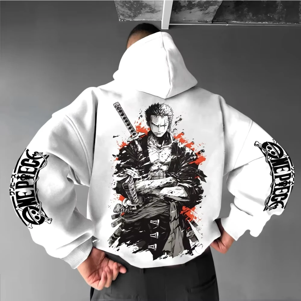 ONE PIECE Sudadera con capucha para hombre, suéter Roronoa Zoro, Anime japonés, primavera y otoño, ropa de manga larga para padres e hijos