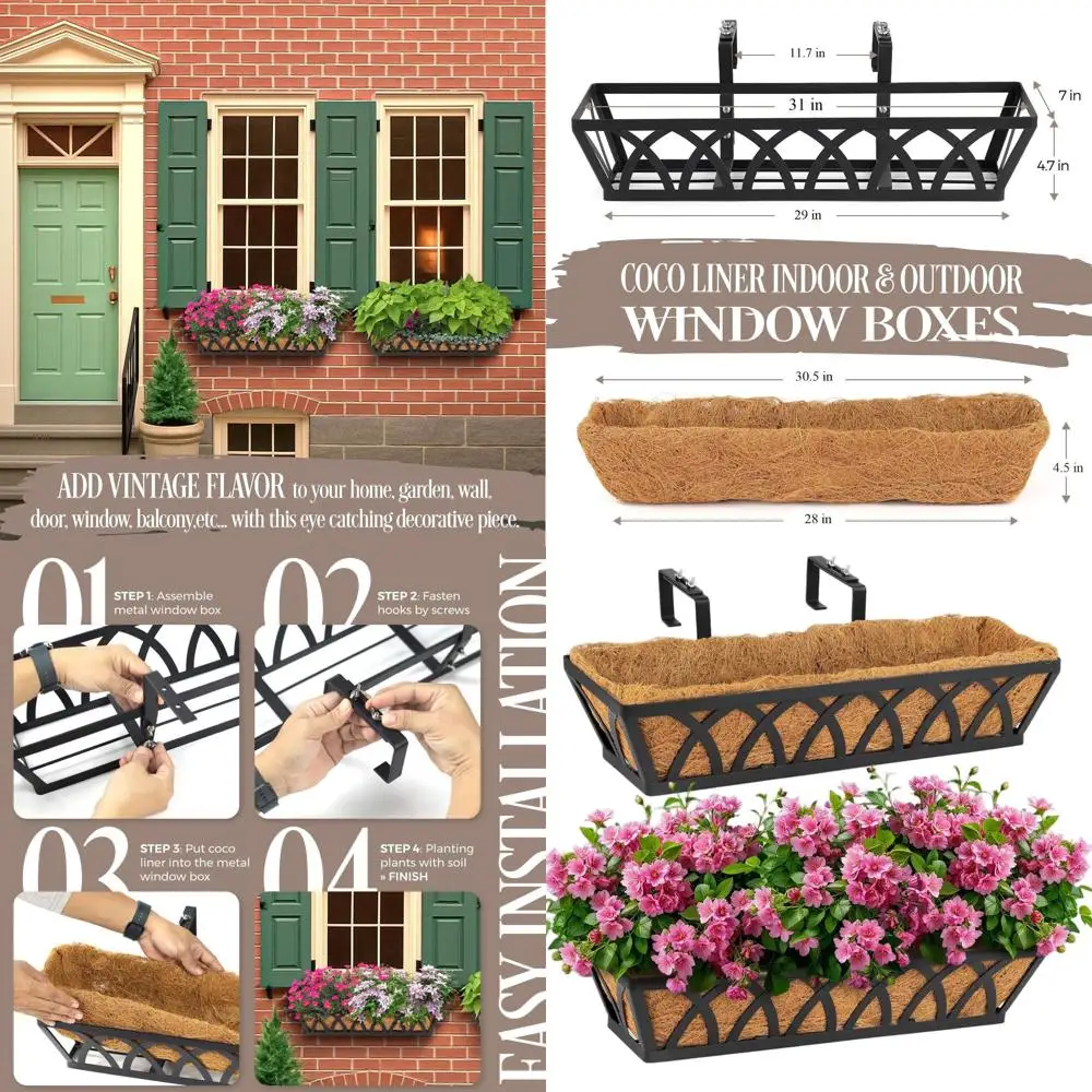 

Черный регулируемый кронштейн для подвесной корзины-кашпо на окно или перила, 32 дюйма, для балкона, веранды и патио