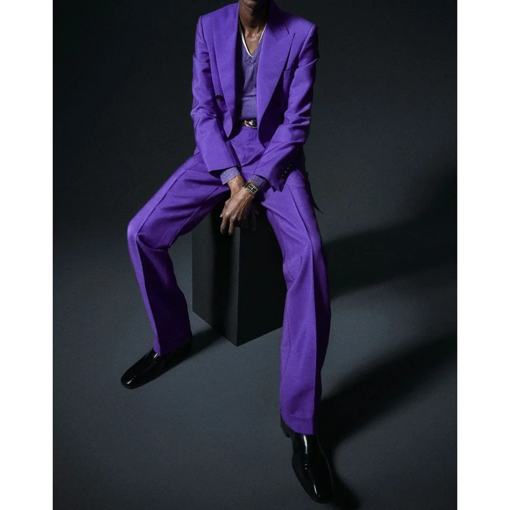 

Slim Fit 2 Pieces Purple Mec's Suit Jacket Pants Dinner Party Dress Business Boutique Tuxedo Male Clothing