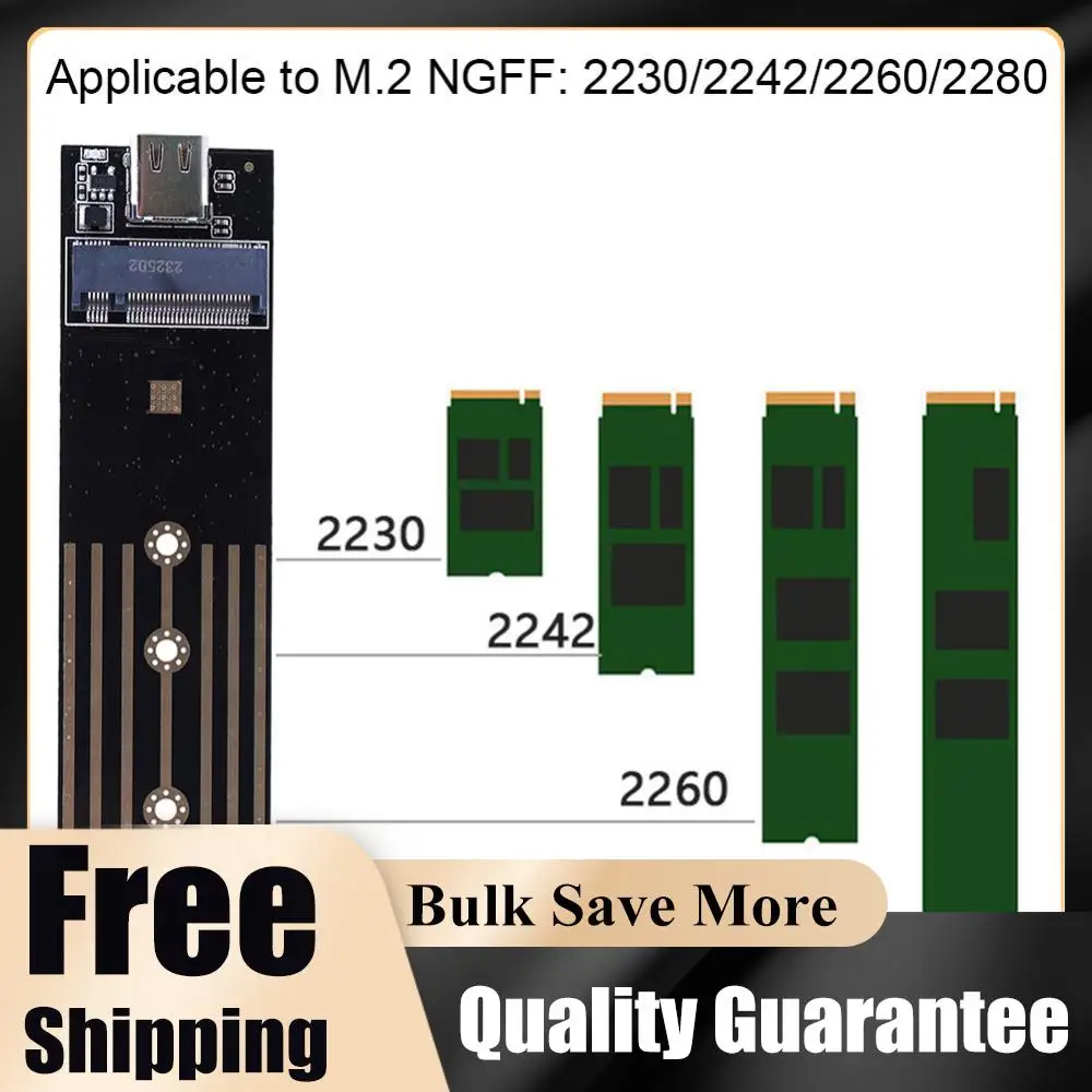 

M.2 To USB 3.1 Type C Converter Adapter 10Gbps 6Gbps Converter Board SSD To USB 3.1 Type C M.2 Adapter Card for 2230-2280 M2 SSD