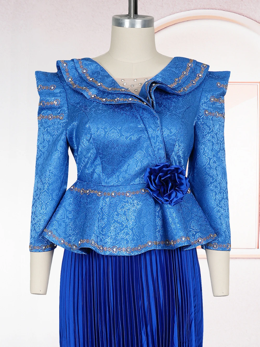 الملابس الأفريقية للنساء 2 قطعة مجموعات بلوزات والتنانير الدعاوى Dashiki أنقرة تركيا وتتسابق ثوب حجم كبير فساتين حفلات الزفاف #5