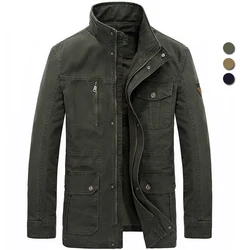 Cotton Brand  Jacket Men 2023 Casual Stand Collar Winter Autumn Tactical Jackets Loose Wind Coats Jaqueta Plus Size 5XL