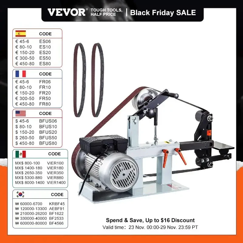 

VEVOR 1.5KW Belt Grinder Machine 2 x 82in Variable/Constant Speed 3 Mode Electric Belt Sander For Tool Polishing Knife Making