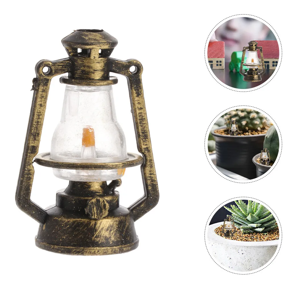 7Pcs Vintage Miniature Lantern Set Micro Landscape Decor Terrarium Succulent Pot Desktop Ornament Scene Mini