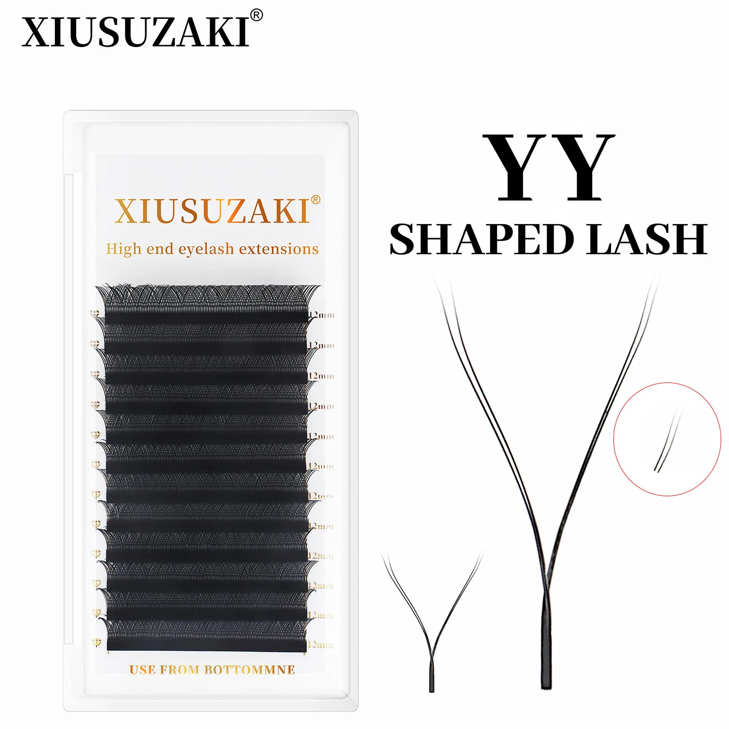 XIUSUZAKI YY Shape Eyelashes Extensions Double Two Tips False Lashes Russian Volume Premade Fans Lashes Suppliers Makeup Tools