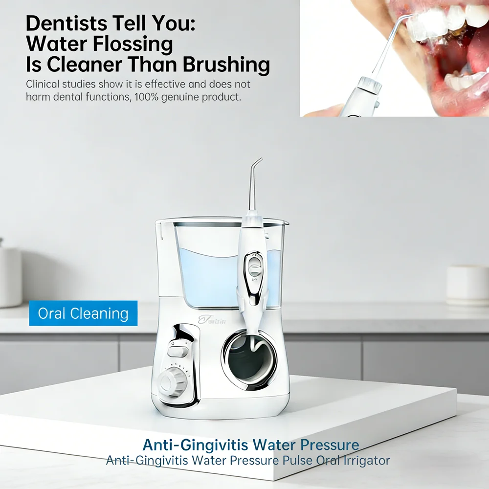 

Электрический ирригатор для ухода за зубами, 800 мл, большой объем, 10 режимов, 5 насадок, настольный