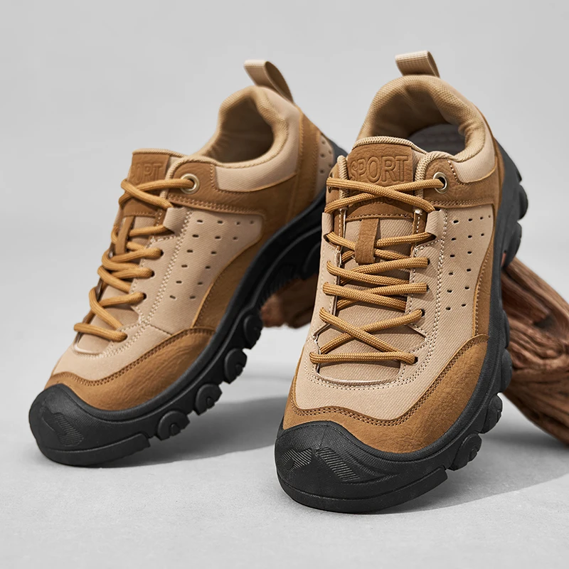 Herren-Outdoor-Wanderschuhe, Schnürschuhe, rutschfest, stoßdämpfende Zehenkappe, verschleißfeste Trekking-, Camping-, Kletter- und Freizeitsneaker