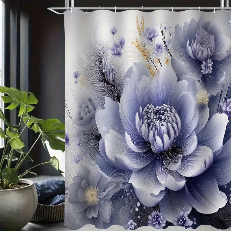4pc Bathroom décor featuring a gold ginkgo leaf pattern, including a shower curtain non-slip mat toilet seat cover U-shaped mat