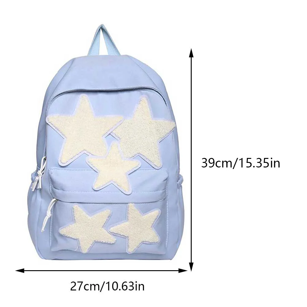 Women\'s Star Embroidered Schoolbag INS College Fashion Bookbag Large Capacity Travel Backpacks Students Cute Knapsack Laptop Bag