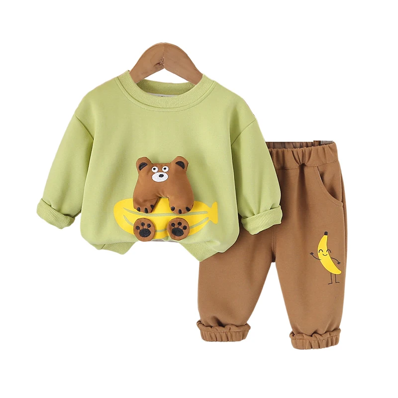 

Baby Boutique Clothes 2024 Spring Autumn Boys and Girls Loose Cartoon Pullover Long Sleeve T-shirts and Pants Kids Tracksuits