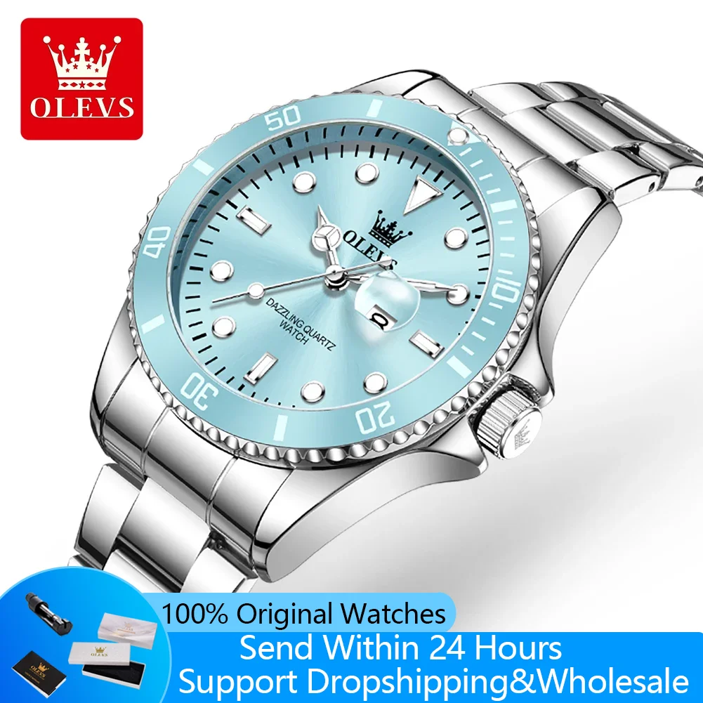 OLEVS 5885 Quartz Watches for Women Trendy Top Luxury Brand Original Ladies Watch One-Way Rotating Outer Ring Design Woman Watch