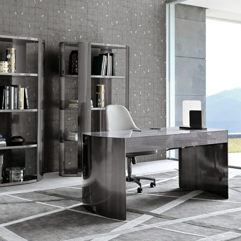Italian light luxury desk boss table household stainless steel computer table designer fashionable modern simple desk