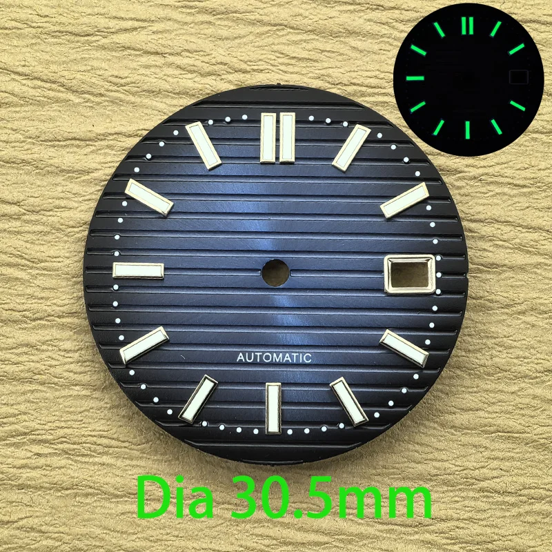 Mod NH35 dial 30.5mm Nautilus dial green luminous Watch dial Suitable for NH35 movement watch accessories Watch repair tool