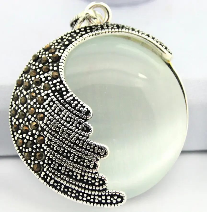 

Круглый кулон из стерлингового серебра 925 пробы с натуральным прозрачным белым опалом, круглый марказит, 35 мм